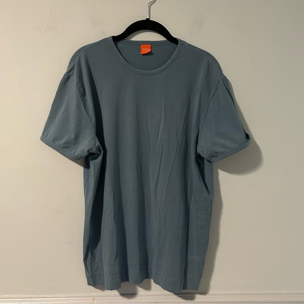Boss Hugo Boss Baumwolle Cotton Blue Short Sleeve T-Shirt Size Large
